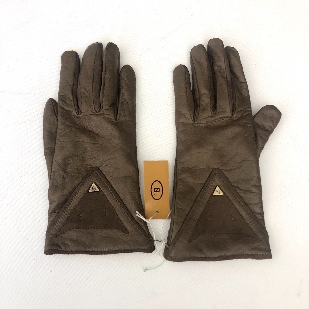 Vintage New Fendi Brown Cashmere Gloves Size 7
